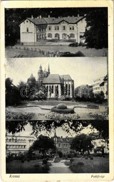 1940 Kassa, Kosice; Bankó vendéglő és szálloda, Dóm, Petőfi tér / hotel, restaurant, cathedral, square (EK)