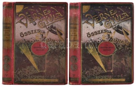 Verne Gyula: A rejtelmes sziget. I-II. köt. Átdolg. Szász Károly. Bp.,[1924], Franklin, 194; 195-408 p. Hatodik kiadás. Számos fekete-fehér illusztrációval. Kiadói aranyozott, festett egészvászon-kötésben, kopott borítókkal, laza