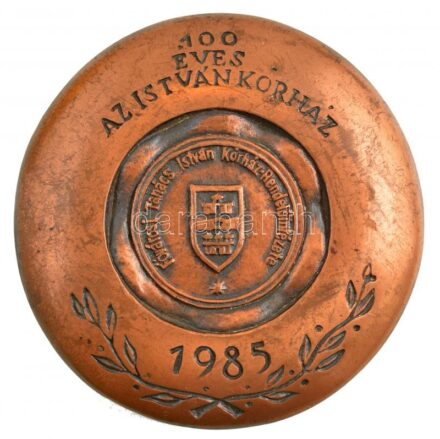1985. '100 éves az István Kórház - 1885-1985' Br emlékplakett (~90mm) T:2
