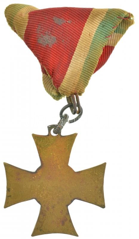 1923. 'I. osztályú Legénységi Szolgálati Jel' aranyozott, ezüstözött Br kitüntetés eredeti, kissé viseltes mellszalagon T:2 patina, kopott aranyozás, a középső medalion egy része hiányos Hungary 1923. 'Distinction for Long Service - Image 2