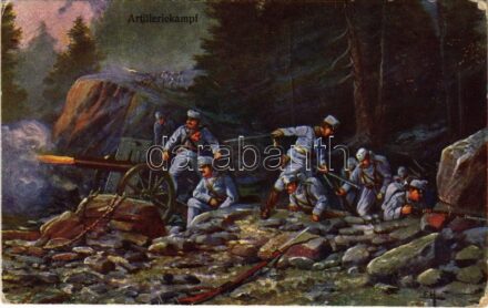 1916 Artilleriekampf / WWI K.u.K. (Austro-Hungarian) military art postcard. L&P 1828. + 'K.u.K. Inf. Regmt. No. 101.' (EK)