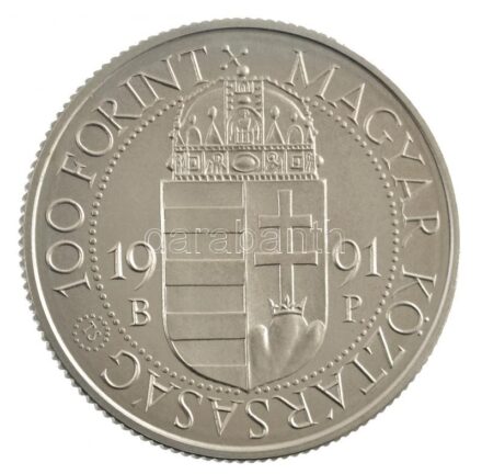1991. 100Ft Cu-Ni 'II. János Pál pápa látogatása' műanyag dísztokban T:1 Adamo EM119