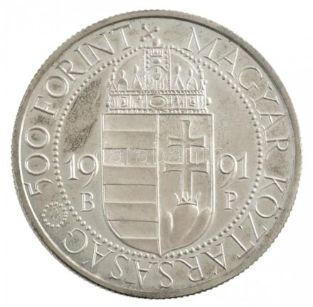 1991. 500Ft Ag 'II. János Pál pápa látogatása' dísztokban T:1 (eredetileg PP) patina Adamo EM120