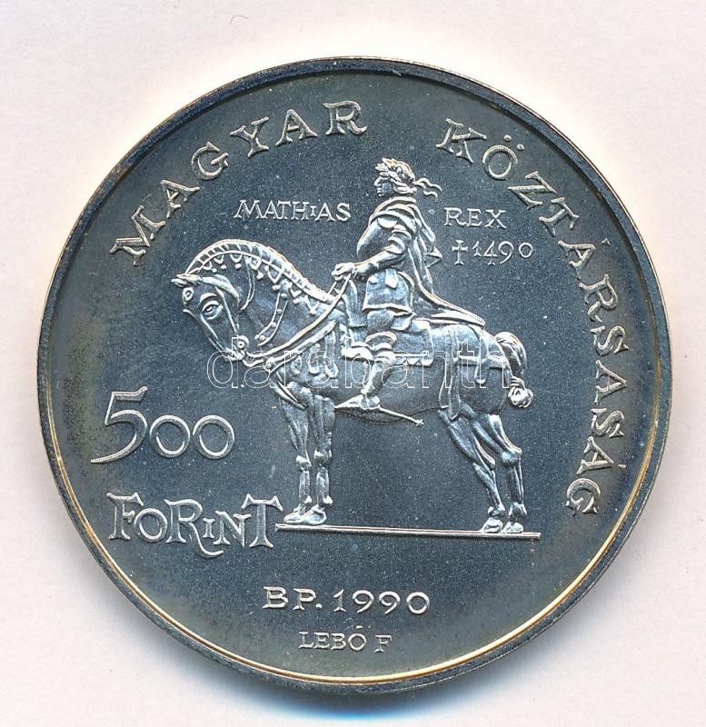 1990. 500Ft Ag 'Mátyás király / Beatrix' kapszulában T:BU halvány patina Adamo EM113 - Image 2