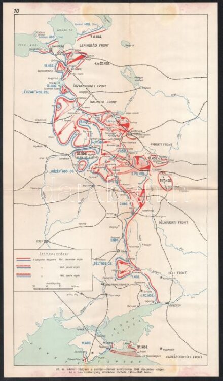 Helyzet a szovjet-német arcvonalon 1941. december elején és a harctevékenység általános menete 1941-1942 telén, foltos, 38,5×22 cm
