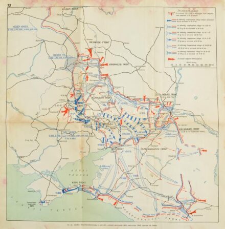 Harctevékenység a szovjet-német arcvonal déli szárnyán 1942 nyarán és őszén, foltos, 36×36 cm