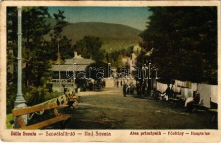 Szováta, Sovata; Alea principala / Fősétány. Schnitzer Artur kiadása / Hauptallee / spa, main promenade (vágott / cut)