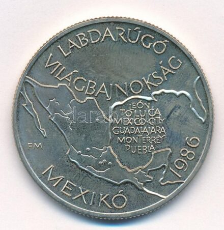 1985. 100Ft alpakka 'Labdarúgó Világbajnokság 1986. - Mexikó térkép' T:1 Adamo EM93