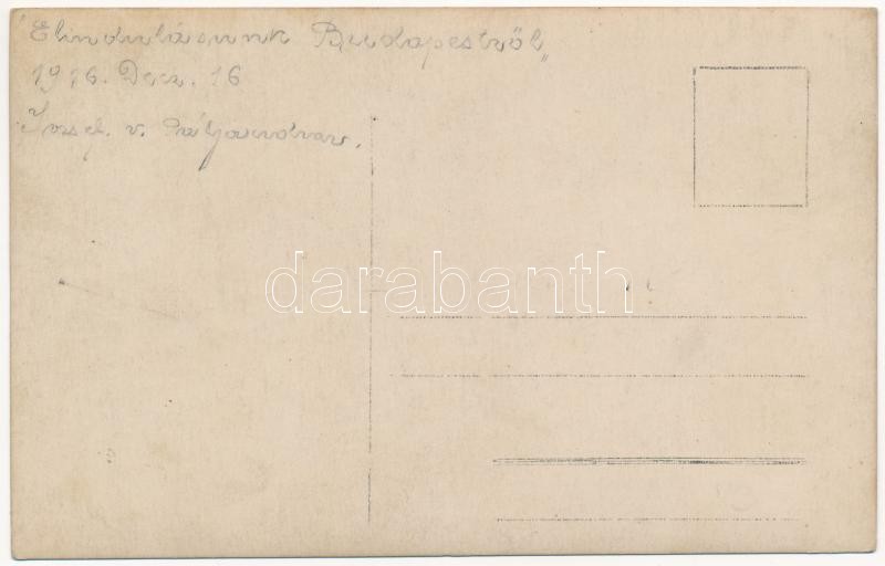 1916 Indulás a harctérre! Katonák a budapesti józsefvárosi pályaudvar előtt, vasútállomás / WWI Hungarian military departure to the battlefield, soldiers in front of the railway station. photo - Image 2