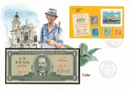 Kuba 1982. 1P felbélyegzett borítékban, bélyegzéssel T:1 Cuba 1982. 1 Peso in envelope with stamp and cancellation C:UNC