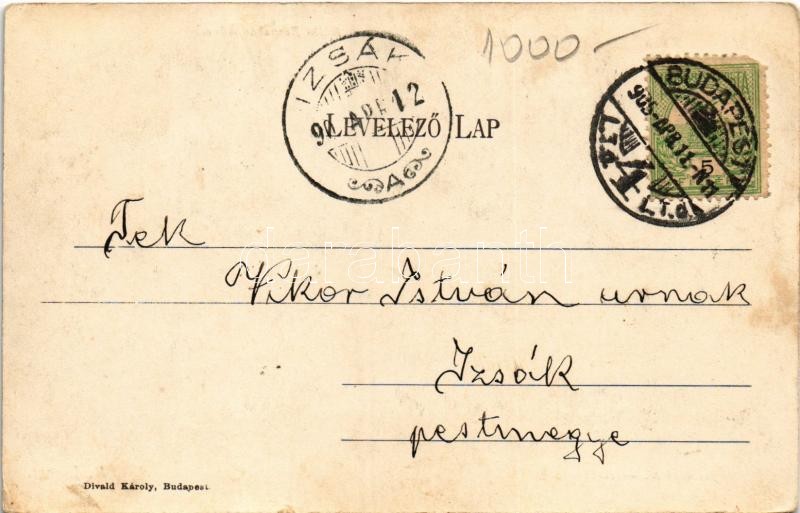 1905 Budapest V. Kossuth Lajos utca, Báró Wesselényi emléktábla az 1838-as pesti árvízről. Holló Barnabás műve. Divald Károly kiadása (EK) - Image 2