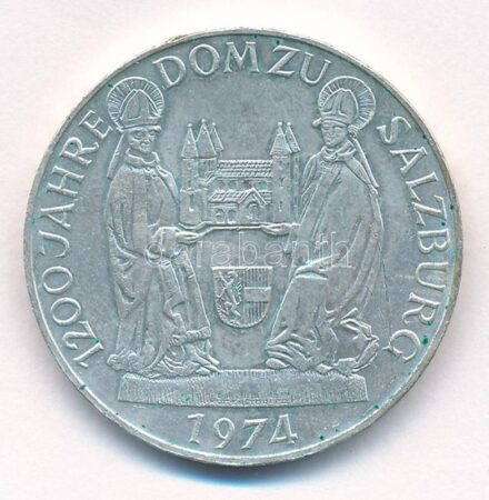 Ausztria 1974. 50Sch Ag '1200 éves a Salzburgi Dóm' T:1- patina Austria 1974. 50 Schilling Ag '1200th Anniversary - Salzburg Cathedral' C:AU patina Krause KM#2921