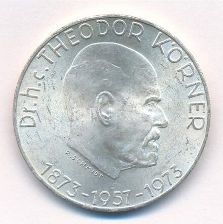 Ausztria 1973. 50Sch Ag 'Theodor Körner' T:1- Austria 1973. 50 Schilling Ag 'Theodor Körner' C:AU Krause KM# 2917