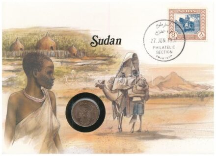Szudán 1972-1973. 5m Br felbélyegzett borítékban, bélyegzéssel, német nyelvű leírással T:1 Sudan 1972-1973. 5 Millim Br in envelope with stamp and cancellation, german language information sheet C:UNC