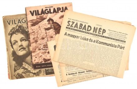 1946 8 db újság (Dolgozók Világlapja, Szabad Nép, Gyár és Otthon, stb.)
