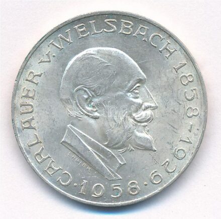 Ausztria 1958. 25Sch Ag 'Carl Auer von Welsbach' T:1- Austria 1958. 25 Schilling Ag 'Carl Auer von Welsbach' C:AU Krause KM#2884
