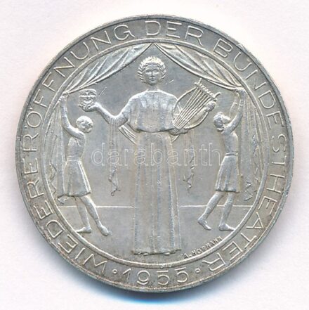 Ausztria 1955. 25Sch Ag 'Állami Színház' T:1- kis patina Austria 1955. 25 Schilling Ag 'National Theater in Vienna' C:AU small patina Krause KM#2880