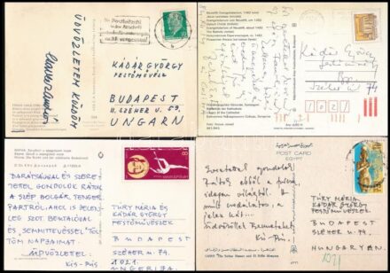 Festőművészek által írt képeslapok Kádár György festőművésznek: Kis.Pris, Szunyoghy, Dékány, Kis Györg, Csavlek, Jakab Eszter és Cosima
