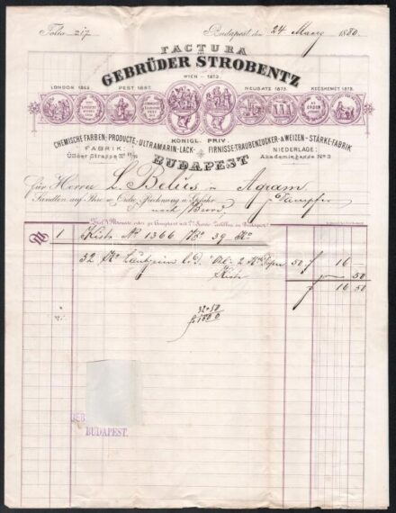 cca 1880 3 db klf fejléces számla.