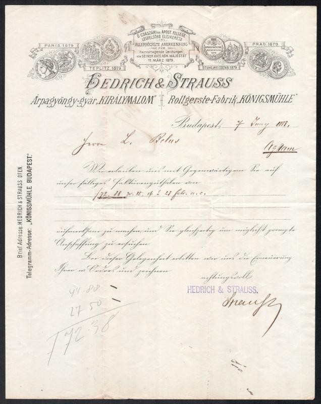 cca 1880 3 db klf fejléces számla. - Image 2