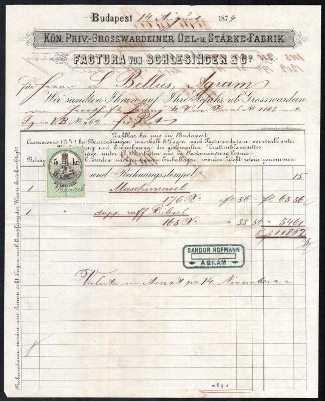 cca 1880 3 db klf fejléces számla.