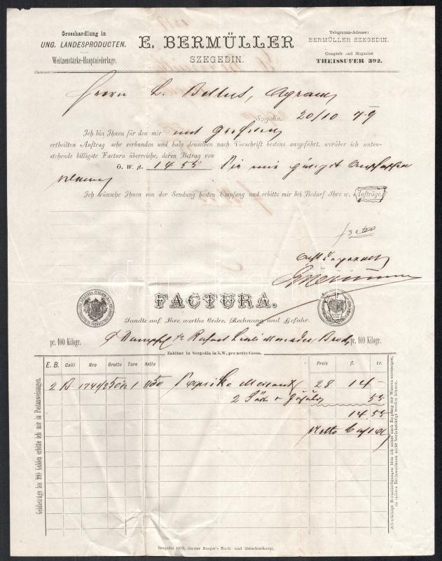 cca 1880 3 db klf fejléces számla.