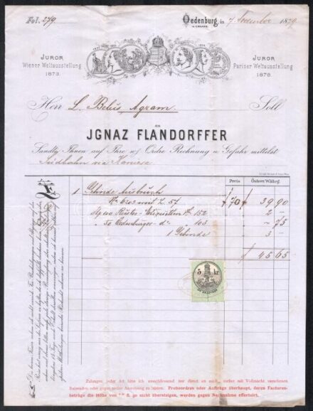 cca 1880 3 db klf díszes fejléces számla.