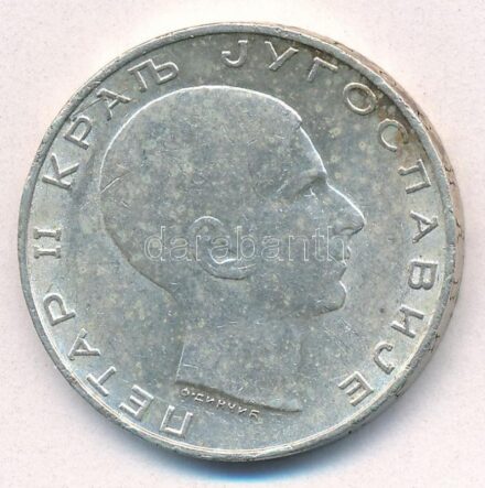 Jugoszlávia 1938. 50D Ag 'II. Péter' T:2 patina Yugoslavia 1938. 50 Dinara Ag 'Petar II' C:XF patina Krause KM#24