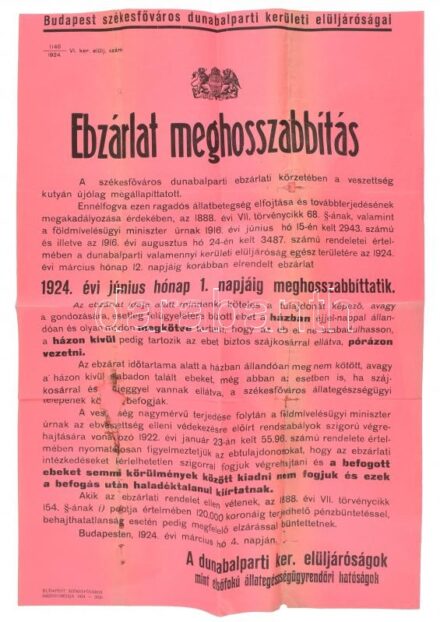 1924 Ebzárlat hirdetménye 46x30 cm kis sérüléssel