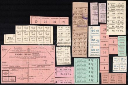 cca 1940 vegyes élelmiszerjegyek