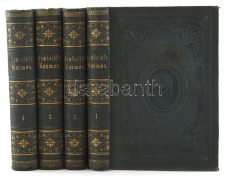 Alexander von Humboldt: Kosmos. 1-4. Bände. Entwurf einer physischen Weltbeschreibung. Mit einer biographischen Einleitung von Bernhard von Cotta. Stutgart, 1870., J.G.Cotta'sche Buchhandlung, XXIV+323; 2+348; 2+432; 2+532+1 p. Német nyelven.