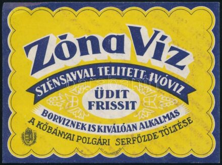 Zóna víz Kőbányai Polgári Serfőzde címke