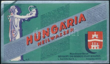 Hungária Heilwasser címke, sarkain törésnyomok