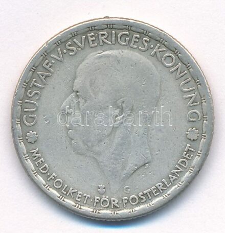 Svédország 1944. 1K Ag 'V. Gusztáv' T:3 Sweden 1944. 1 Krona 'Gustav V' Ag C:F Krause KM#854