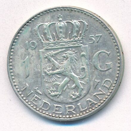 Hollandia 1957. 1G Ag 'I. Julianna' T:2- Netherlands 1957. 1 Gulden Ag 'Juliana' C:VF Krause KM#184
