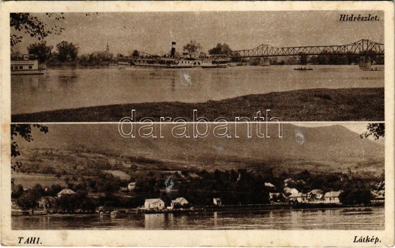 Tahi, híd, látkép, gőzhajó (fa)