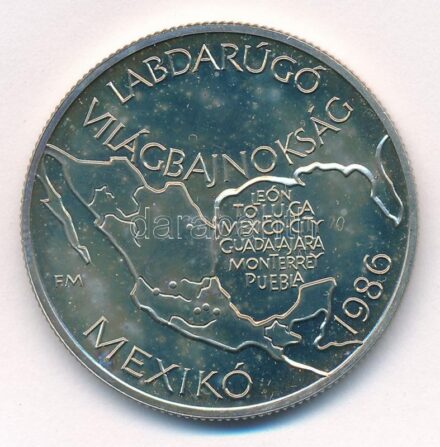 1985. 100Ft alpakka 'Labdarúgó Világbajnokság 1986. - Mexikó térkép' T:1