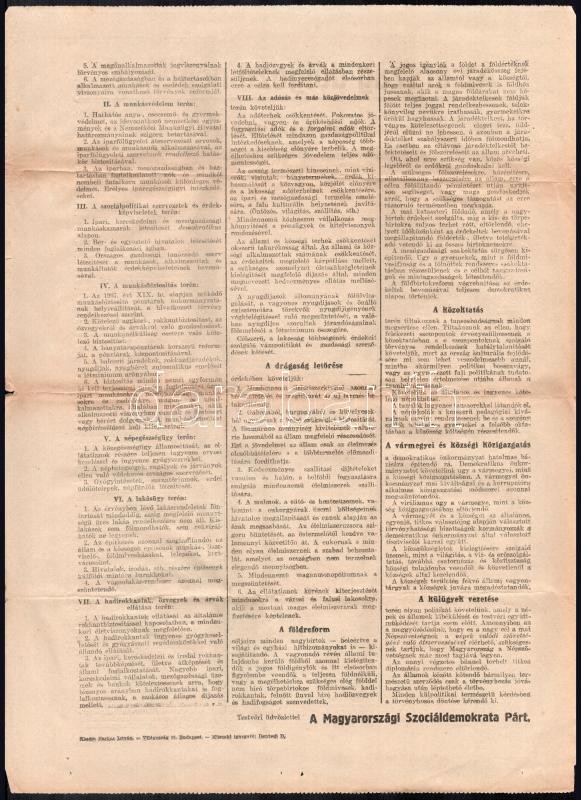 cca 1920 Szociáldemokrata párt választási hirdetmény, benne Trianonnal 30x40 cm - Image 2