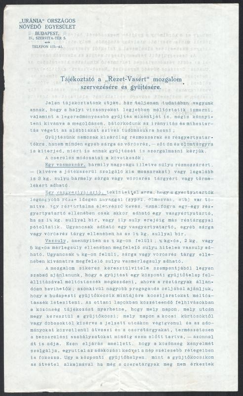 1915 Rézmozsarat vasmozsárért gr. Andrássy Gyuláné felhívása hadi célu beszolgáltatásra. 4 p. - Image 2