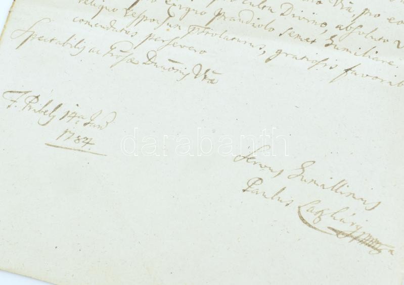 1784. Levél Tihanyba Feslőpribélyről Lacházy Pál aláírással - Image 2