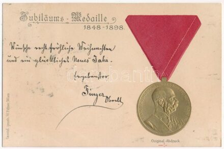 1848-1898 Jubiläums-Medaille / Franz Joseph's 50th anniversary of reign, jubilee medal. W. Pittner (Wien) Emb. litho (r)