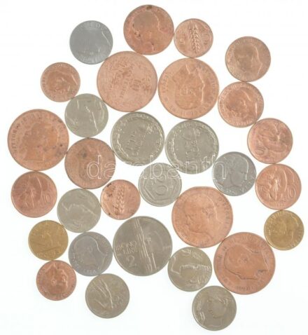 Olaszország 30db-os érme tétel 1862-1941 közötti kiadások 5c-10c-20c-1L-2L névértékekkel T:2-3 Italy 30pcs of coins lot, issues of the 1862-1941 time period with 5 Centesimi - 10 Centesimi - 20 Centesimi - 1 Lira - 2 Lire denominations