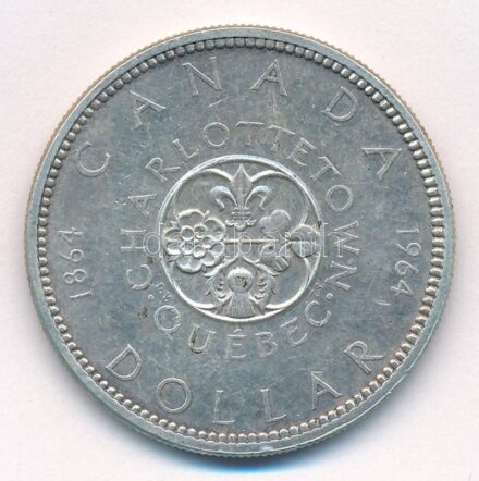 Kanada 1964. 1$ Ag 'Charlottetown' T:2,2- Canada 1964. 1 Dollar Ag 'Québec - Charlottetown' C:XF,VF Krause KM#58