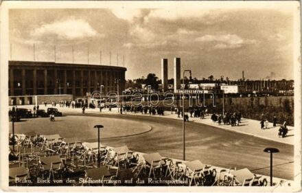Berlin, Blick von den Stadionterrassen auf das Reichssportfeld / sport stadium (EK) + 'XI. Olympiade 1936'