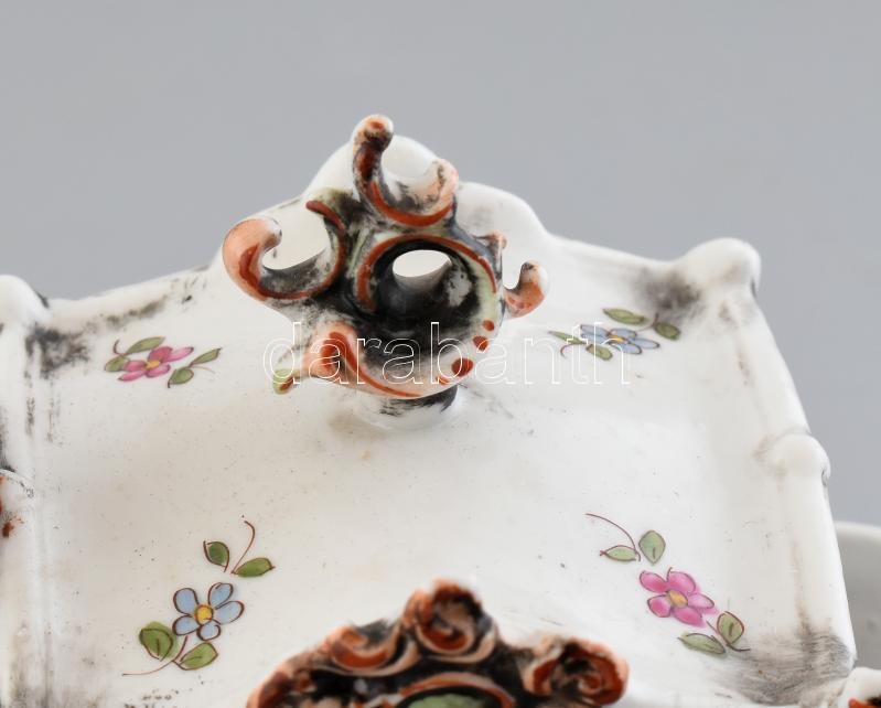 Német jelzett lovashintó, porcelán, kopott, 24x11x19cm - Image 3