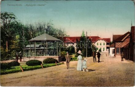 1913 Tarcsa, Tatzmannsdorf; Gyógytér részlet / street view (EK)