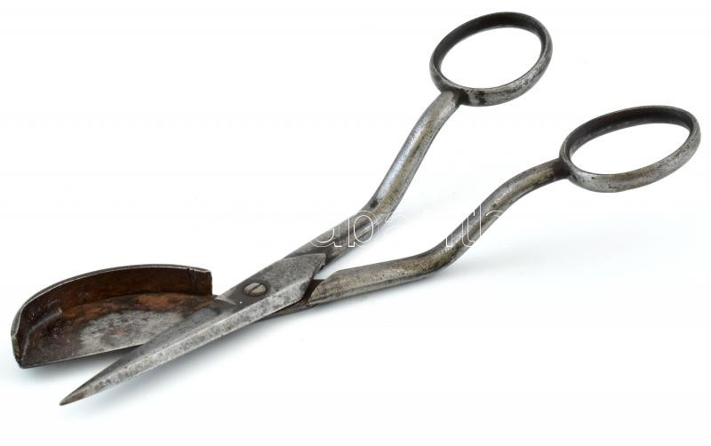 Fém gyertyakanóc vágó, kopott, jelzés nélkül, h:15cm