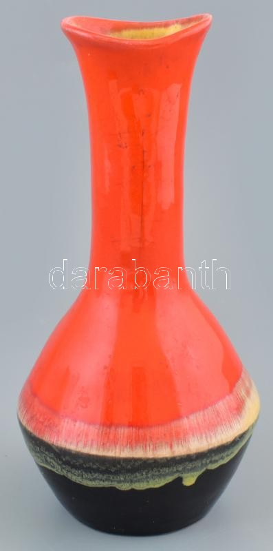 Reguly? jelzett retró piros kerámia váza, hibátlan, m:27cm