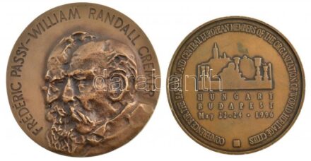 1989. 'Frédéric Passy - William Randall Cremer / 1889 - Interparlamentáris Unió - 1989. 81. Konferencia - Budapest' Br plakett (90mm) + 1996. 'Konferencia a Világörökségi Városok Szervezetének kelet- és közép-európai tagjai számára