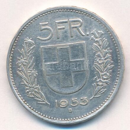 Svájc 1953B 5Fr Ag T:2 Switzerland 1953B 5 Francs Ag C:XF Krause KM#40